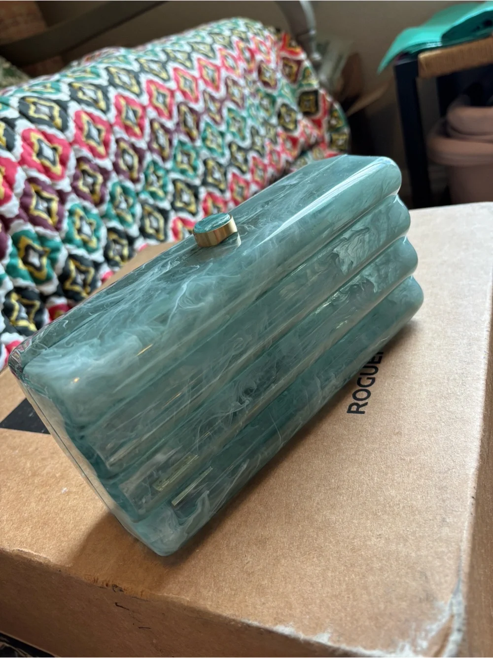 Cult Gaia Enid Clutch in Sea Spray